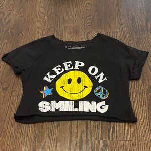 Prince Peter Collection Girl’s Black Tee with Smiley Size Small